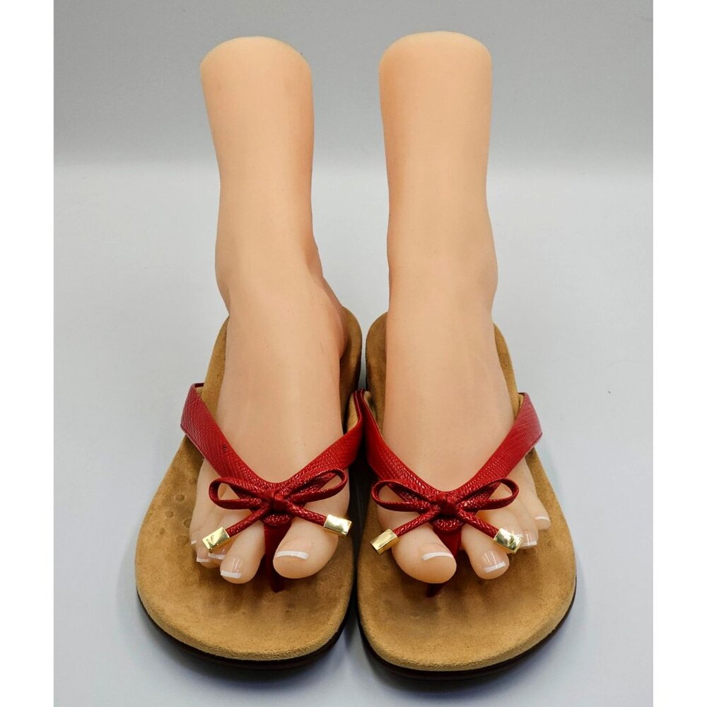 Vionic Women's Red Patent Leather Bella II Lizard Bow Comfort Sandals Sz 10 2647 - Picture 9 of 16